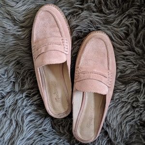 Madewell millennial pink suede loafer mules, 6 1/2